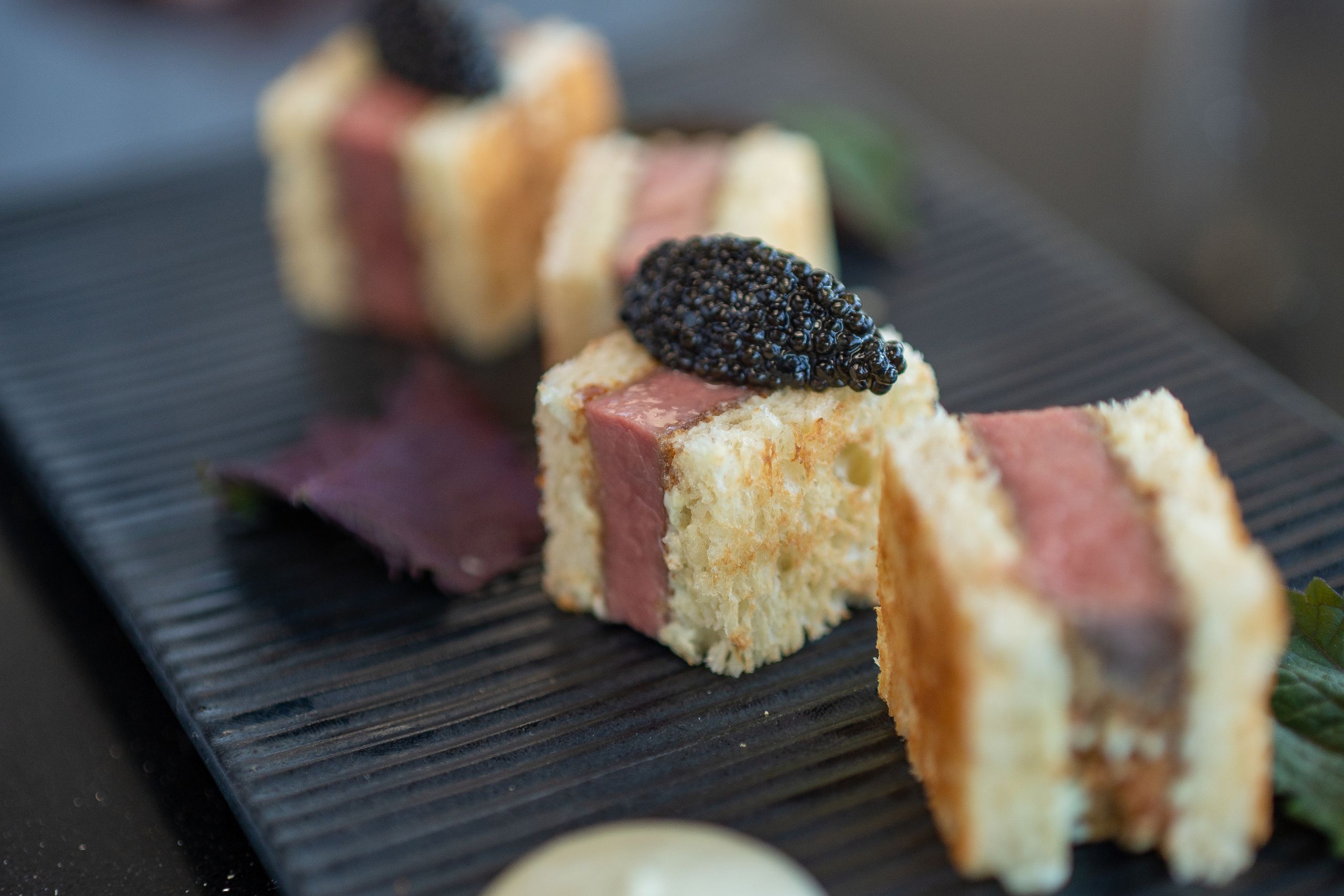 Beef Sirloin Katsu Sando, Osetra Caviar and Wasabi Mayo